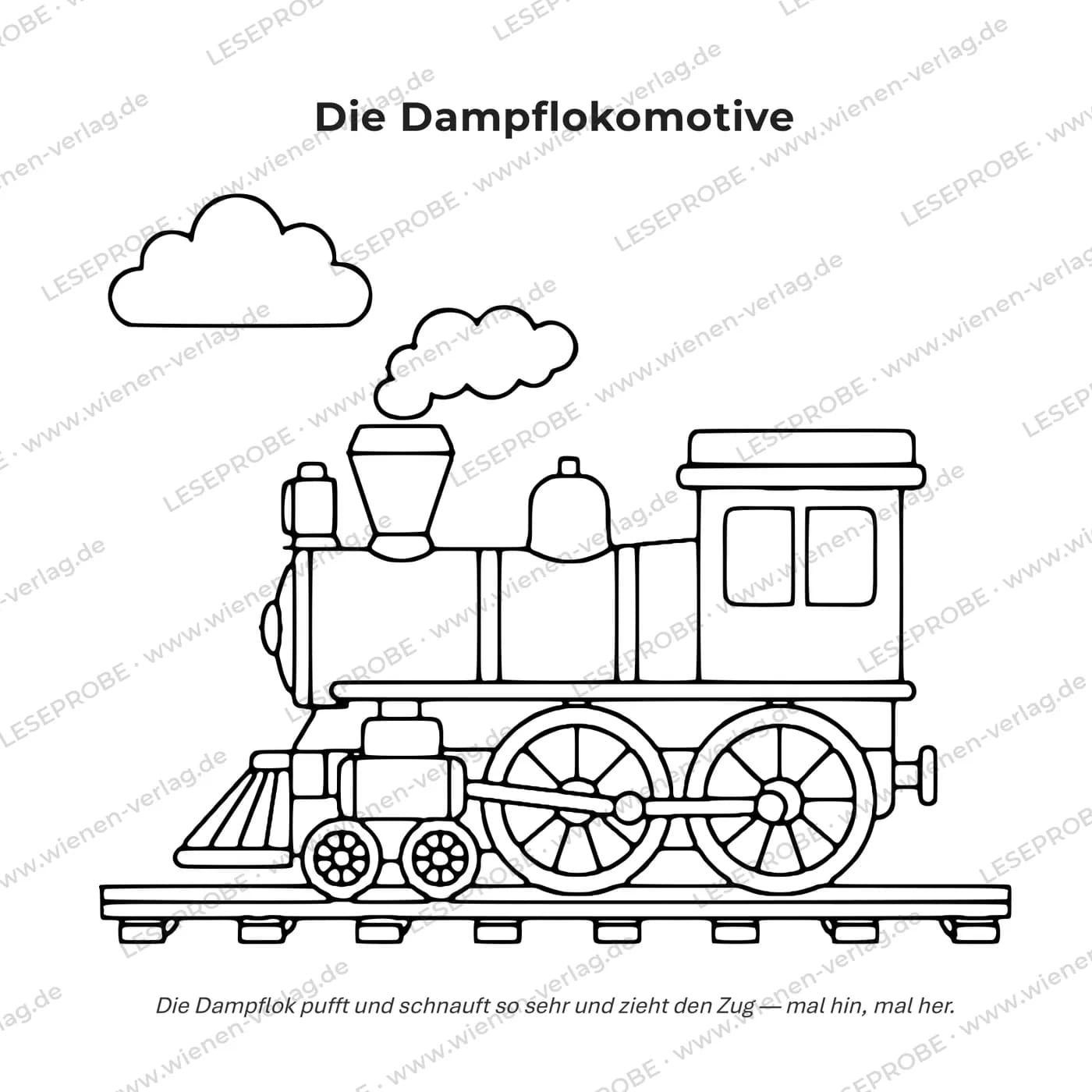 Ausmal-Motiv mit Reim aus „Mein großes Eisenbahn-Malbuch ab 3 Jahren“