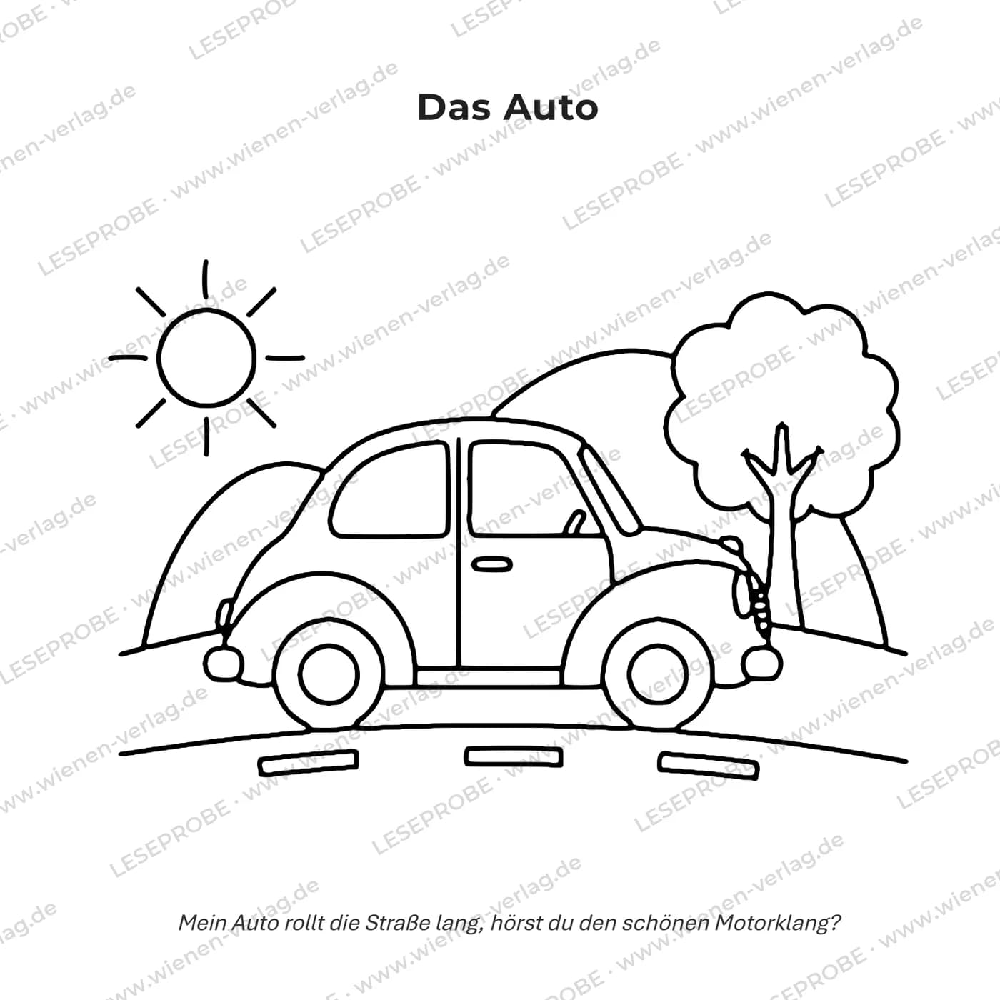 Ausmal-Motiv mit Reim aus „Mein großes Fahrzeuge-Malbuch ab 3 Jahren“