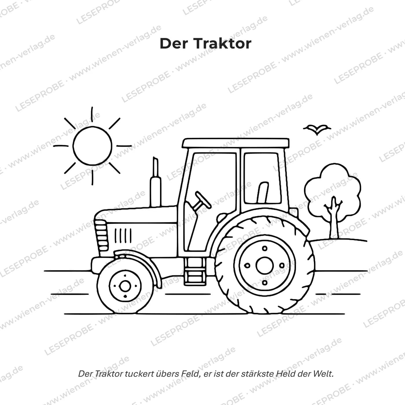 Ausmal-Motiv mit Reim aus „Mein großes Trecker-Malbuch ab 3 Jahren“