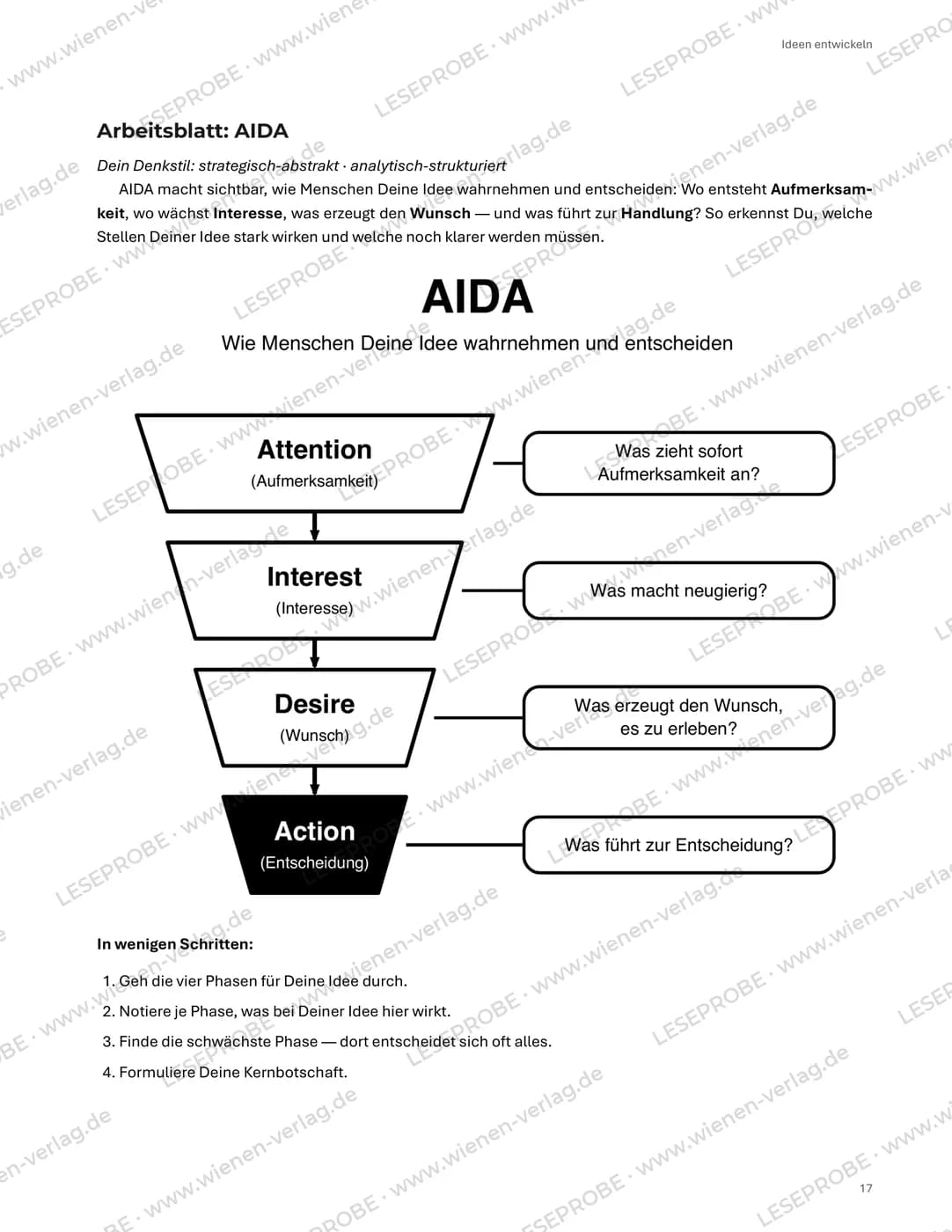 Arbeitsblatt AIDA aus „Vom Kopf ins Tun – Das Arbeitsbuch“