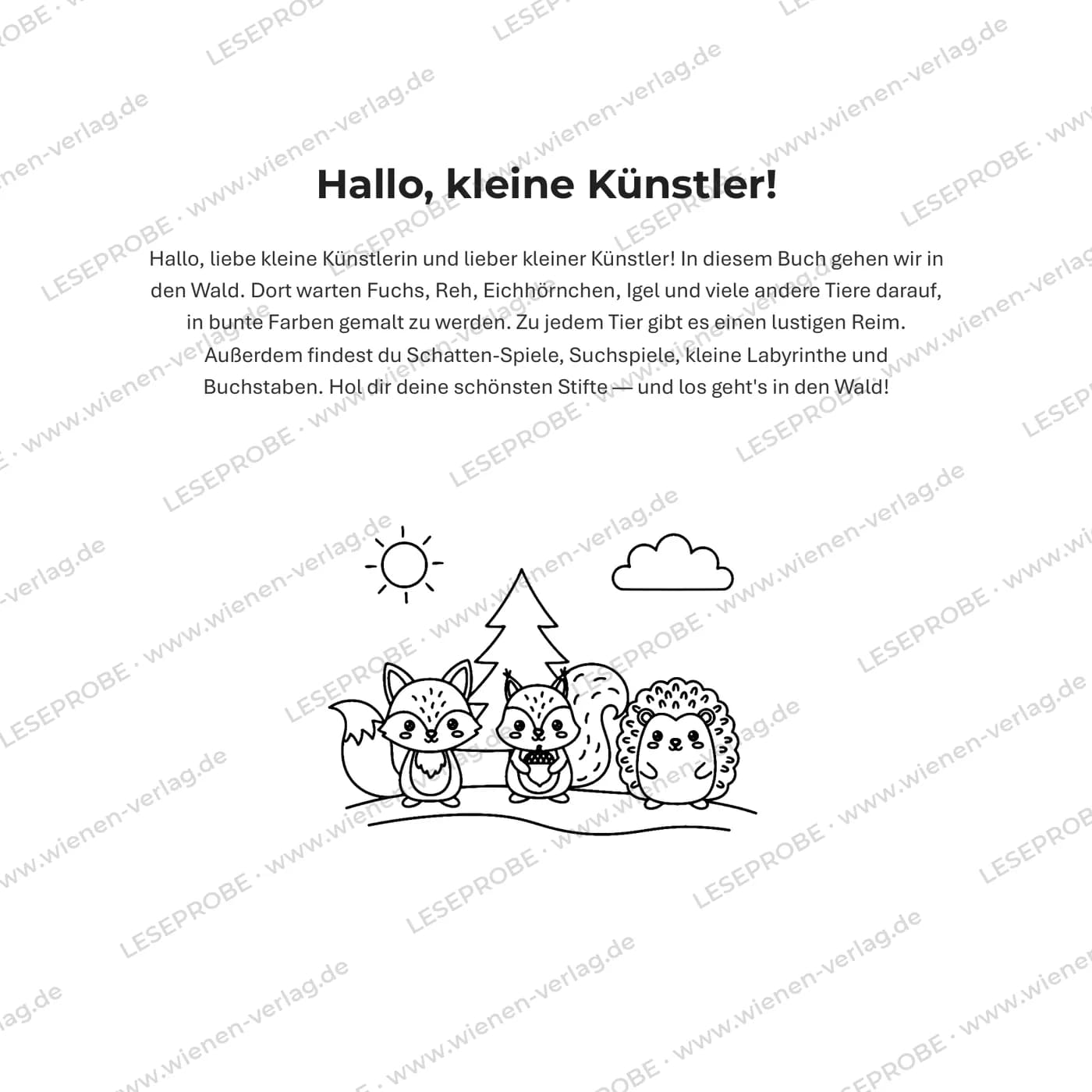 „Das bin ich“-Seite aus „Mein erstes Waldtiere Malbuch ab 3 Jahren“